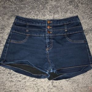 high waisted dark wash shorts
